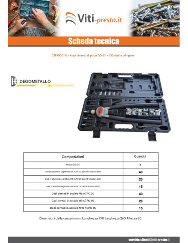 1 x Set Pinze GO611 + 150 Dadi Rivettabili...