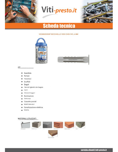 1 x Secchio di 1000 Tassello Nylon 6