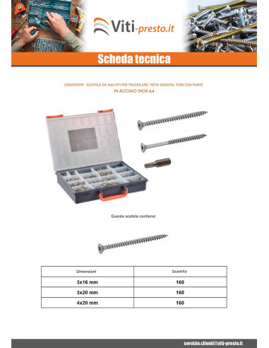 1 x Set 1666 Vite Per Legno E Truciolato Testa...
