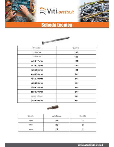 1 x Set 1666 Vite Per Legno E Truciolato Testa...