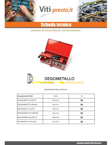 1 x Set Pinze GO360 + 300 Dadi Rivettabili