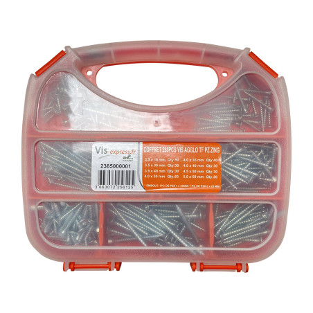 1 x Set 280 Vite Per Legno E Truciolato Testa Forata Pozy Zincate Punta