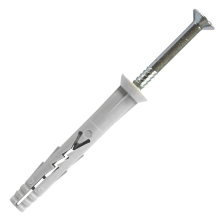 1 x Tassello A Battuta Nylon 8X75 con vite Testa Forata Acciaio Inox A4