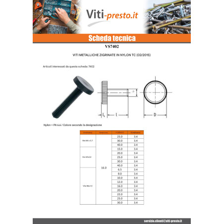 1 x Vite Per Metalli nailon negro Testa Cilindrica Zigrinata M6X10