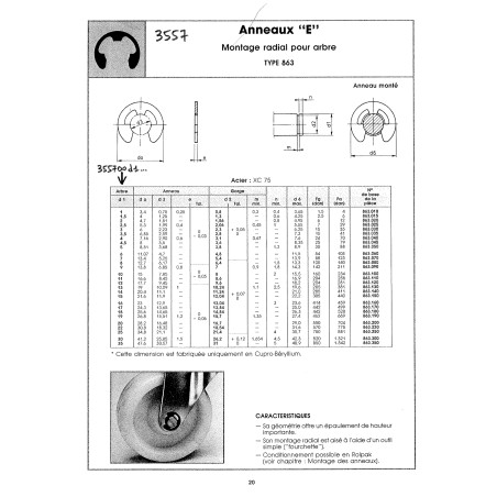 1 x Anello Di Sicurezza E Rinforzo T864 Albero Diametro 5 con 7 Acciaio Grezzo
