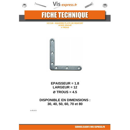 1 x Staffe Piatta rinforzo Punta GIRARE 70X70X12 Zincate