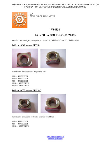 1 x Dado esagonale A Saldare M8 Acciaio Grezzo