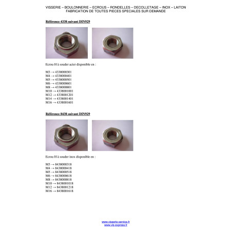 1 x Dado esagonale A Saldare M8 Acciaio Grezzo