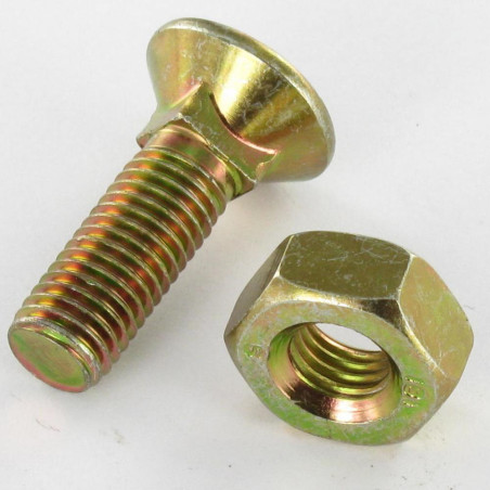 1 x Bullone A Testa Fresata Testa Forata Colletto Quadrato M10X25 Classe 8.8 Bicromato