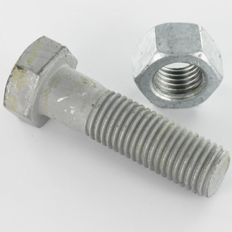 1 x Bullone (Venduto Con Dado) Testa Esagonale M10X25 Classe 6.8 Acciaio Grezzo Geomet 500B
