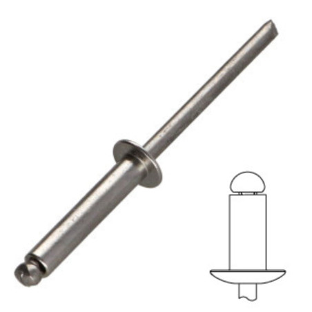 Rivetto Cieco Testa tonda standard Tutto Acciaio Inox A4